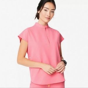 figs neon pink rafaela oversized scrub top